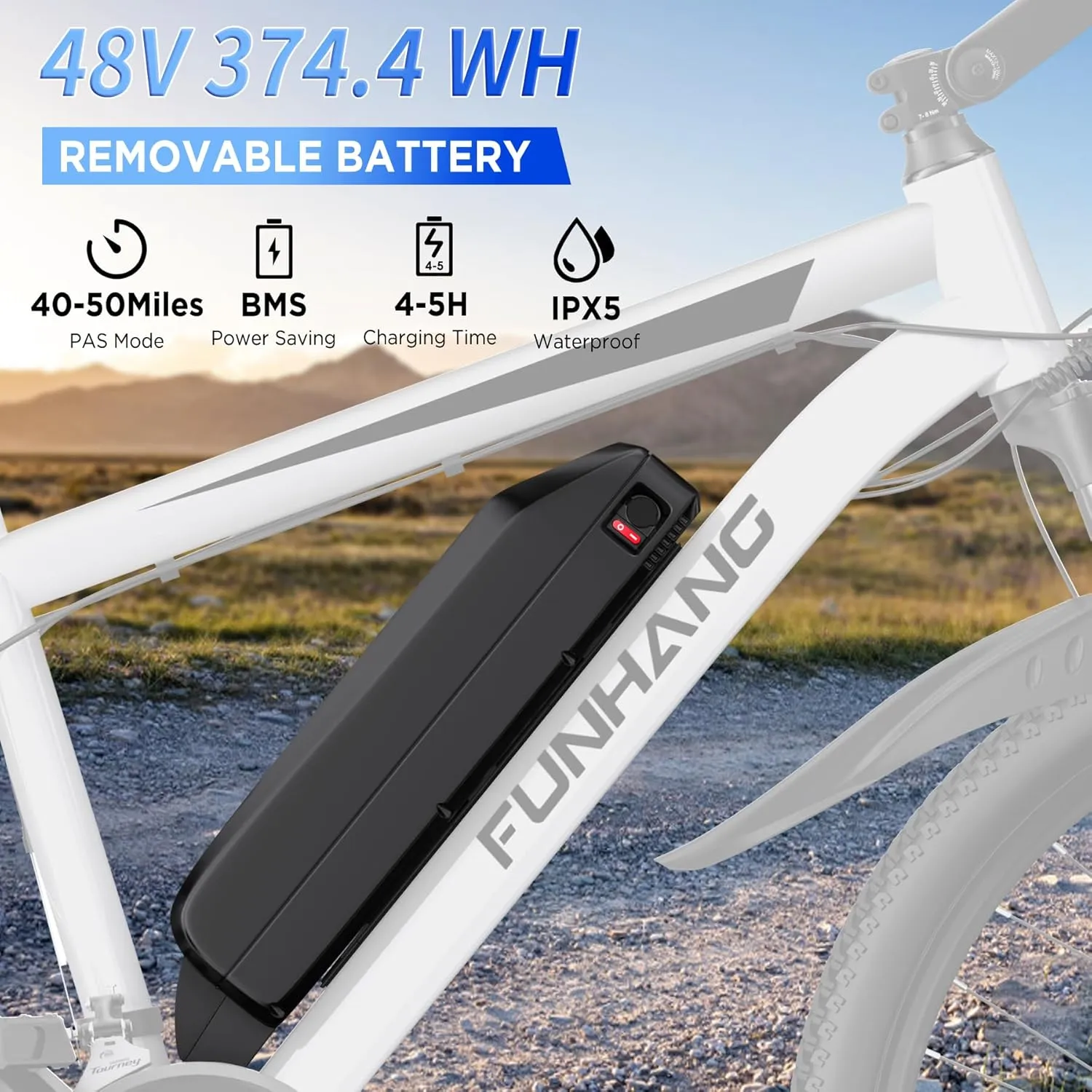 Electric Bike for Adults, 26'' 1000W Peak Ebike, Up to 50 Miles 21.7MPH Electric Mountain Bike with 48V 374.4WH Removable Battery, Adjustable Stem, Fenders, Lockable Suspension Fork, 21-Speed