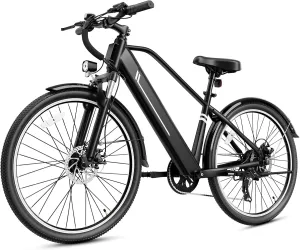Electric Bike for Adults, 26" Up to 28Mph 1000W Peak Motor Ebike 65  Mile Range Brushless City Ebike, 7-Speed Commuter E-Bike with Removable 360Wh Battery for Commuting, Outdoor