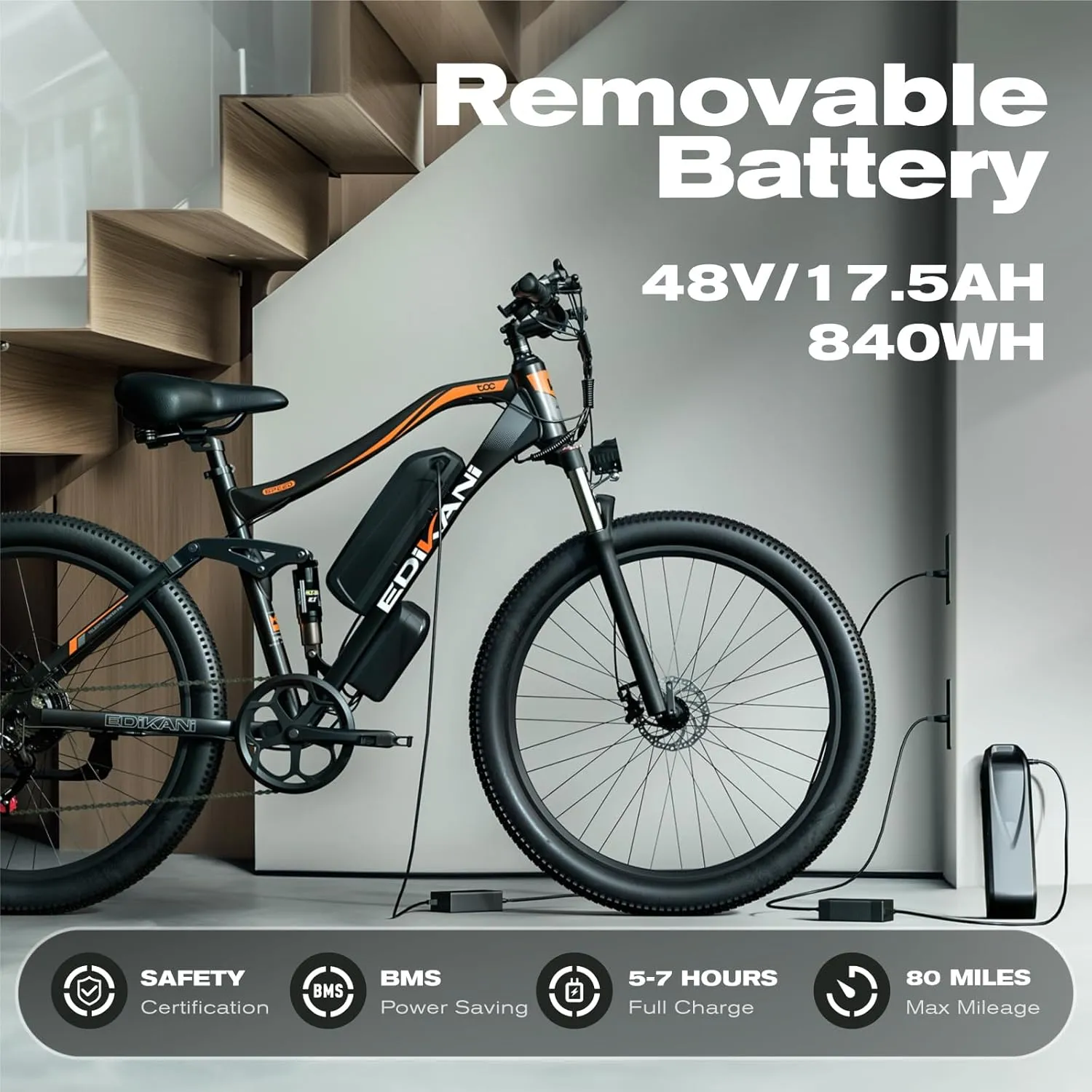 Electric Bike Peak 1500W 27.5" Ebike for Adults 840WH Up to 80 Miles 32Mph Electric Mountain Bicycle E Bike for Commuter