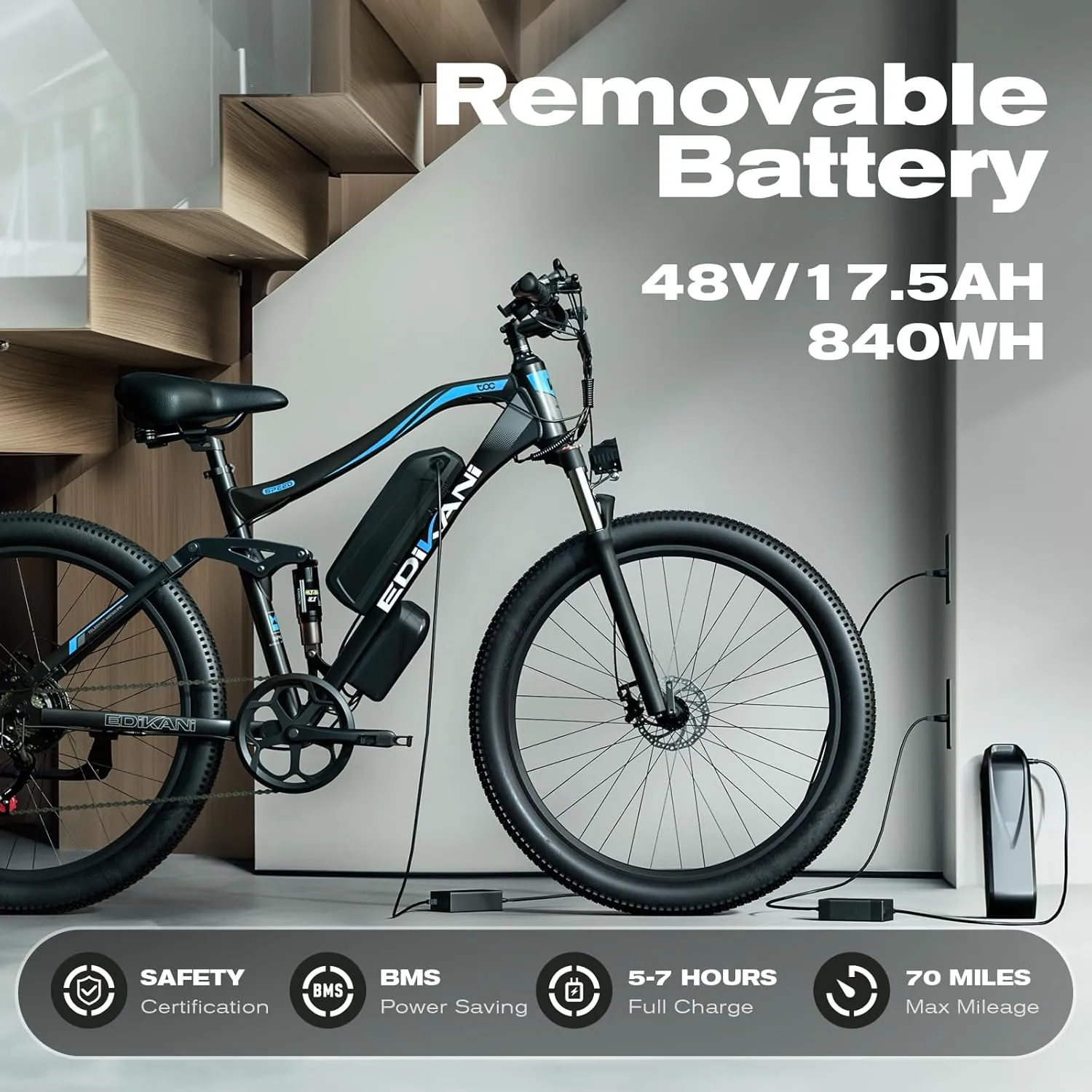 Electric Bike Peak 1500W 27.5" Ebike for Adults 840WH Up to 80 Miles 32Mph Electric Mountain Bicycle E Bike for Commuter