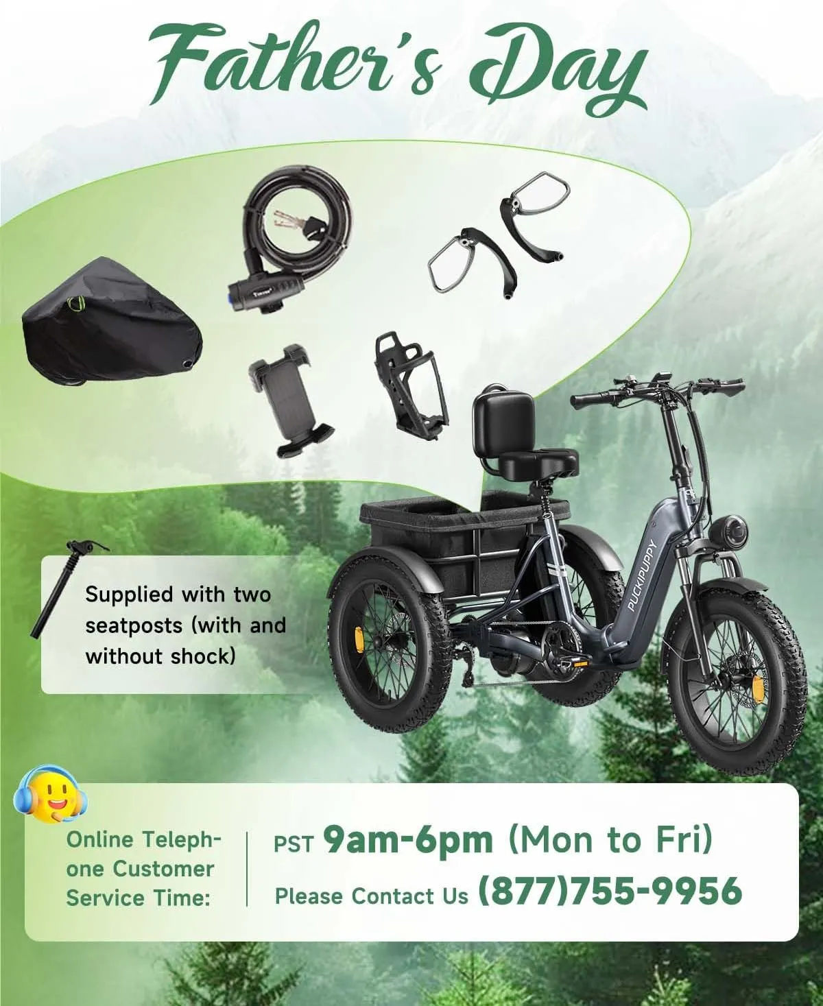 Electric Trike for Adult with 48V 18AH Cells Battery, 60 Miles Range, 750W Motor, Pickup Class 500 LB Load Electric Tricycle with 20" Fat Tire and Large Basket for City and Mountain Road, Husky