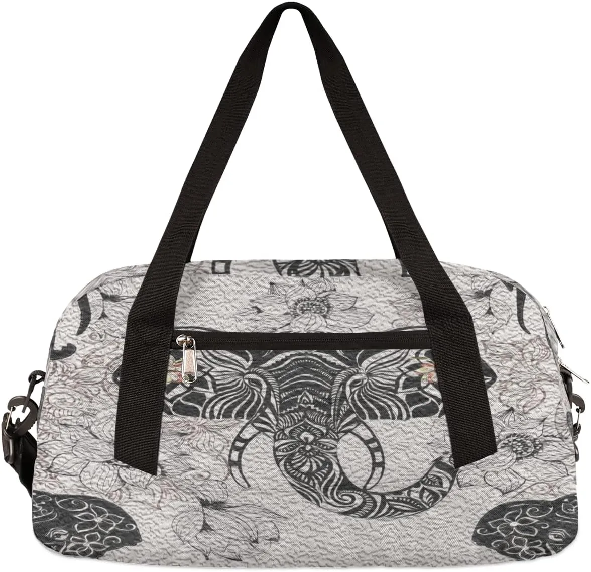 Elephant Ethnic Flower Kids Duffel Bag for Girls Boys Teens, Elephant Oil Painting Dance Bag Overnight Small Duffel Bag Carry On Weekend Sports Gym Travel Bag for School Practice Gymnastics Ballet