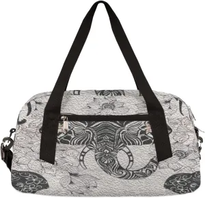 Elephant Ethnic Flower Kids Duffel Bag for Girls Boys Teens, Elephant Oil Painting Dance Bag Overnight Small Duffel Bag Carry On Weekend Sports Gym Travel Bag for School Practice Gymnastics Ballet