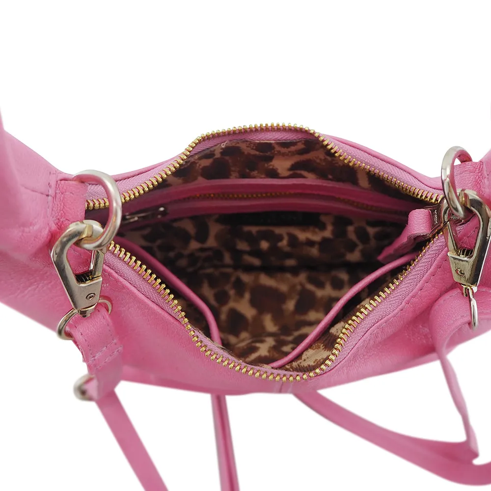 Ellen Crescent Handbag/Crossbody | Fuchsia
