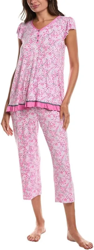 ELLEN TRACY 2Pc Top & Cropped Pant Sleep Set