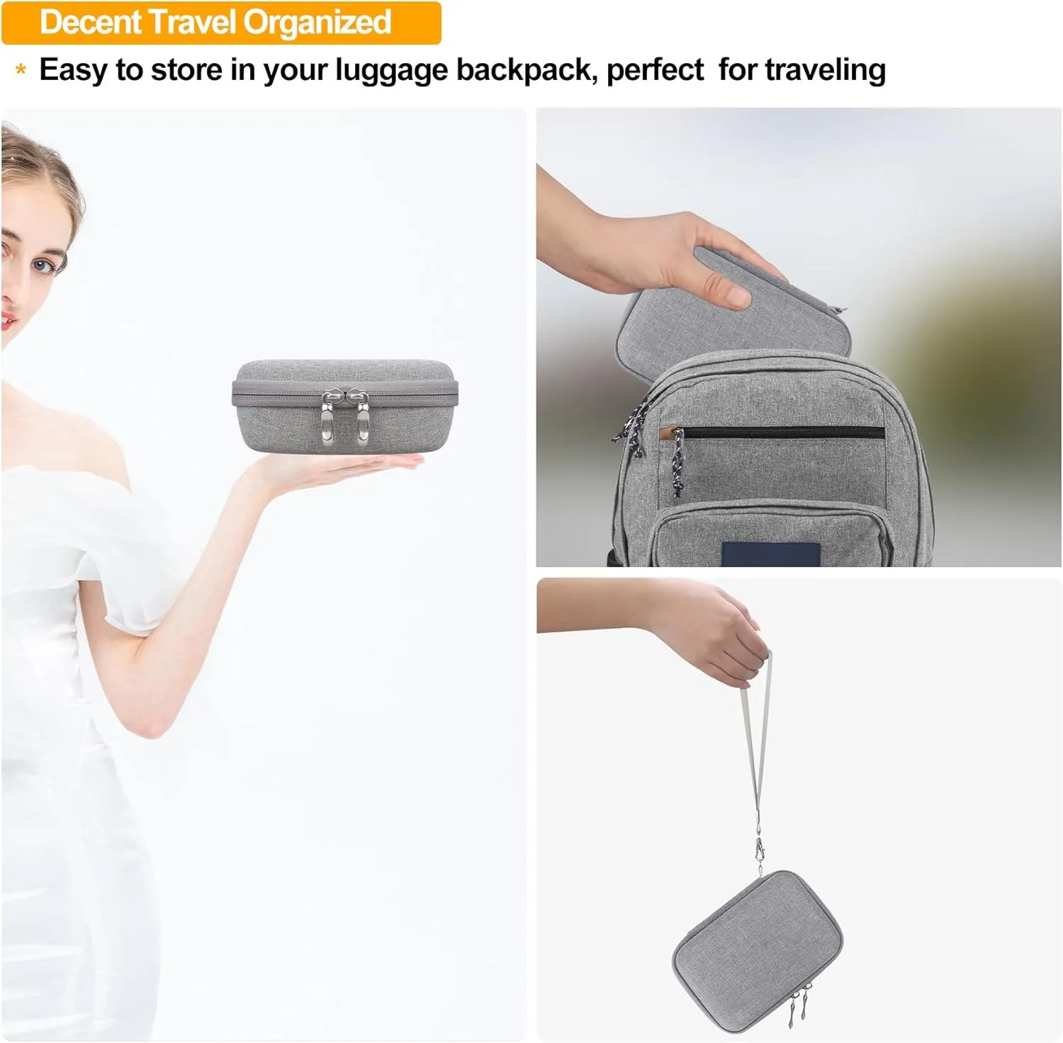 Elonbo Carrying Case for KODAK Mini 2 Retro 4PASS Portable Photo Printer, Digital Instant Print Camera Travel Bag Storage Holder, Mesh Pocket Fits Printing Paper, Cable, Grey