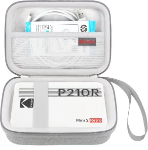 Elonbo Carrying Case for KODAK Mini 2 Retro 4PASS Portable Photo Printer, Digital Instant Print Camera Travel Bag Storage Holder, Mesh Pocket Fits Printing Paper, Cable, Grey