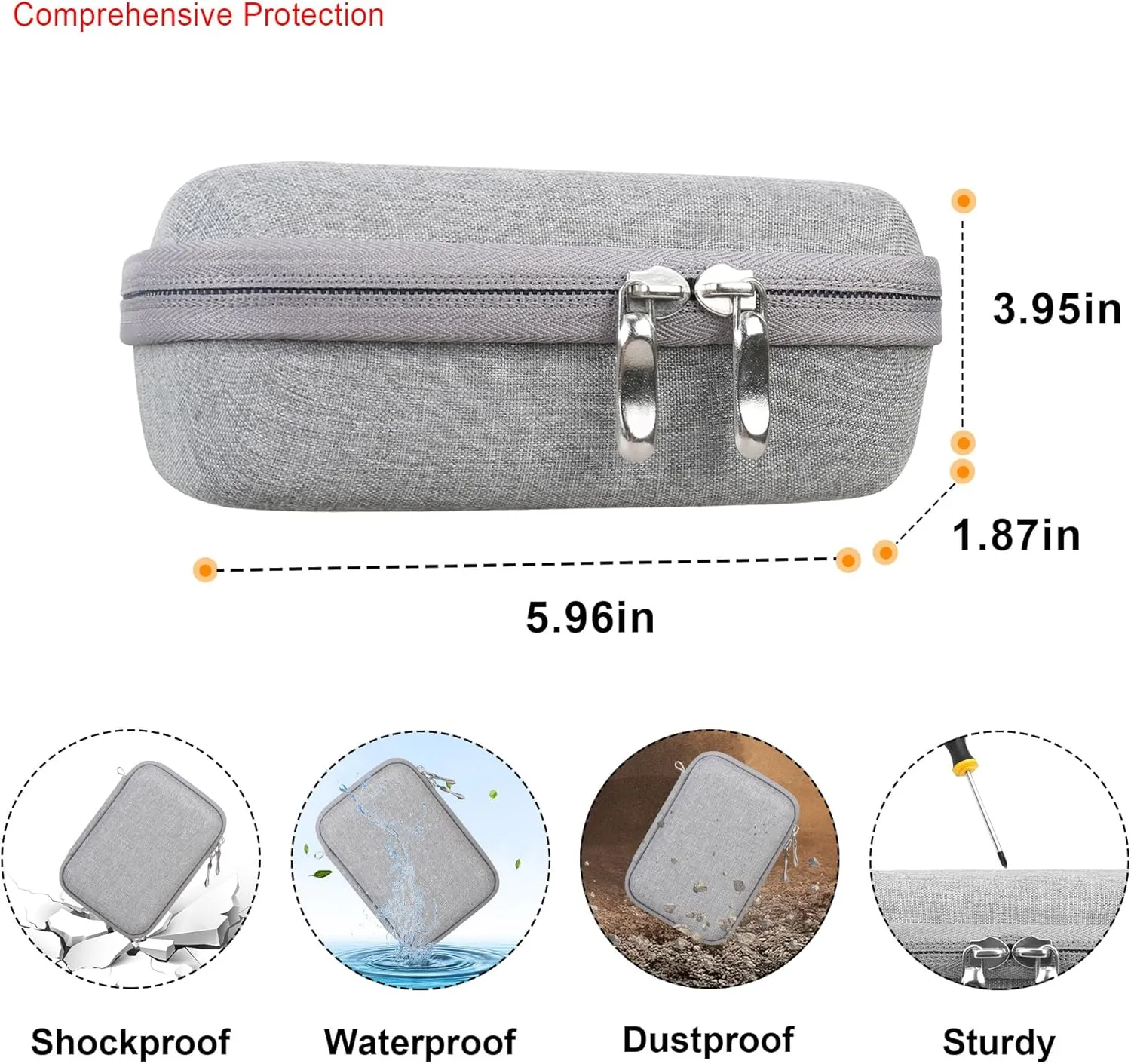 Elonbo Carrying Case for KODAK Mini 2 Retro 4PASS Portable Photo Printer, Digital Instant Print Camera Travel Bag Storage Holder, Mesh Pocket Fits Printing Paper, Cable, Grey