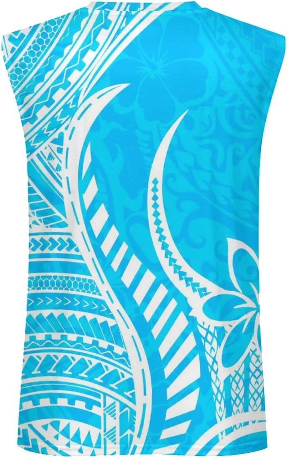 ENLACHIC Men Polynesian Tribal Tattoo Print Muscle Tank Top Sleeveless Gym Shirt Plus Size