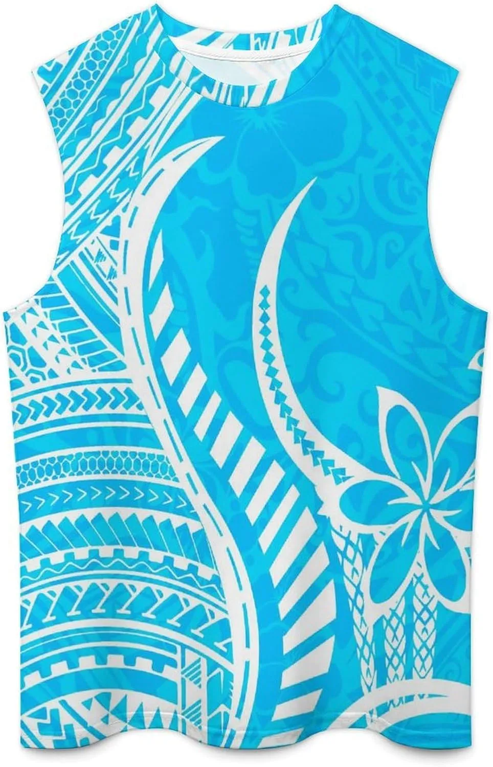 ENLACHIC Men Polynesian Tribal Tattoo Print Muscle Tank Top Sleeveless Gym Shirt Plus Size