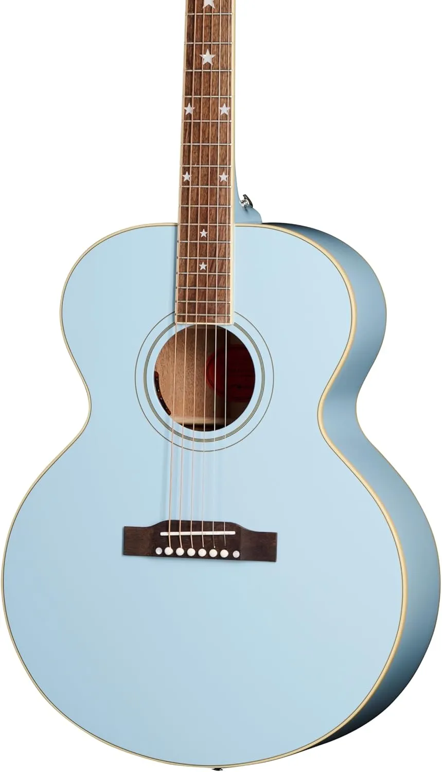 Epiphone Inspired by Gibson Custom J-180 Long Scale Acoustic Electric Jumbo, Frost Blue with Hard Case