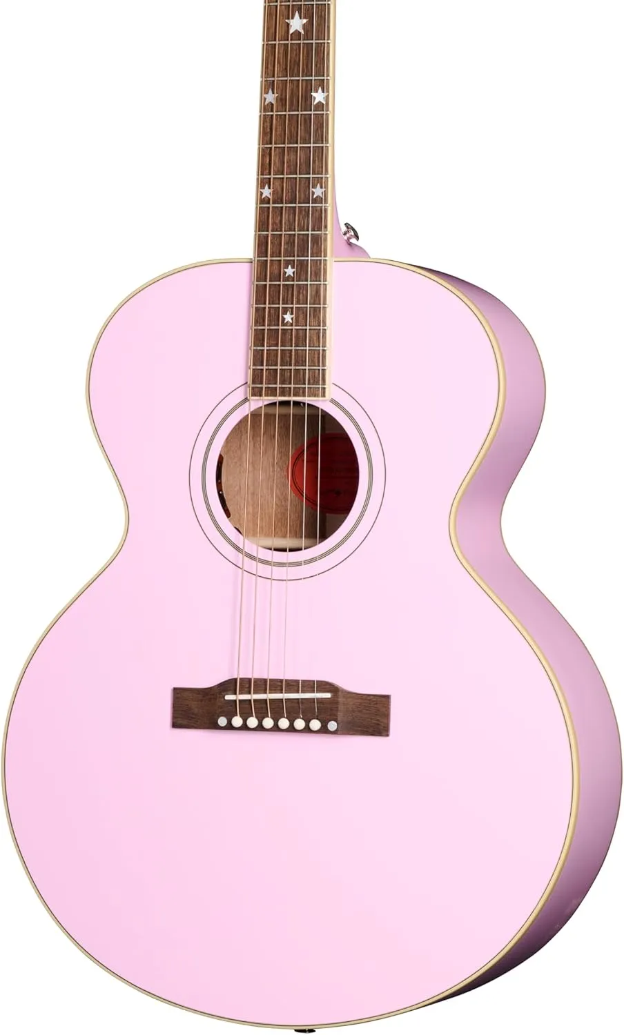 Epiphone Inspired by Gibson Custom J-180 Long Scale Acoustic Electric Jumbo, Pink with Hard Case