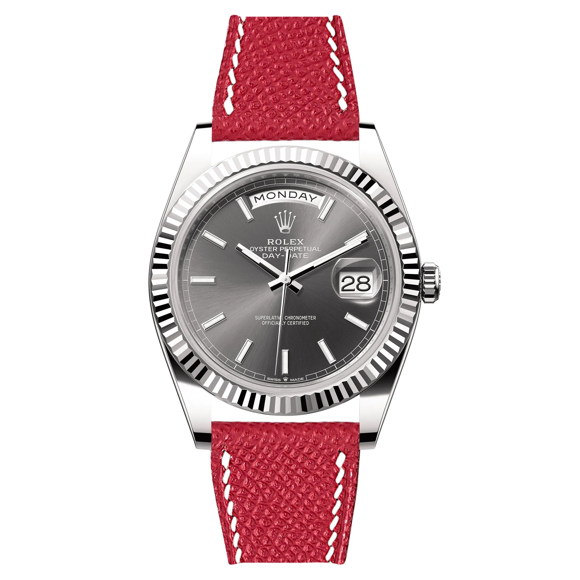 Epsom Leather Strap for Rolex Datejust - Quick-Release - Gris Asphalte (2439)