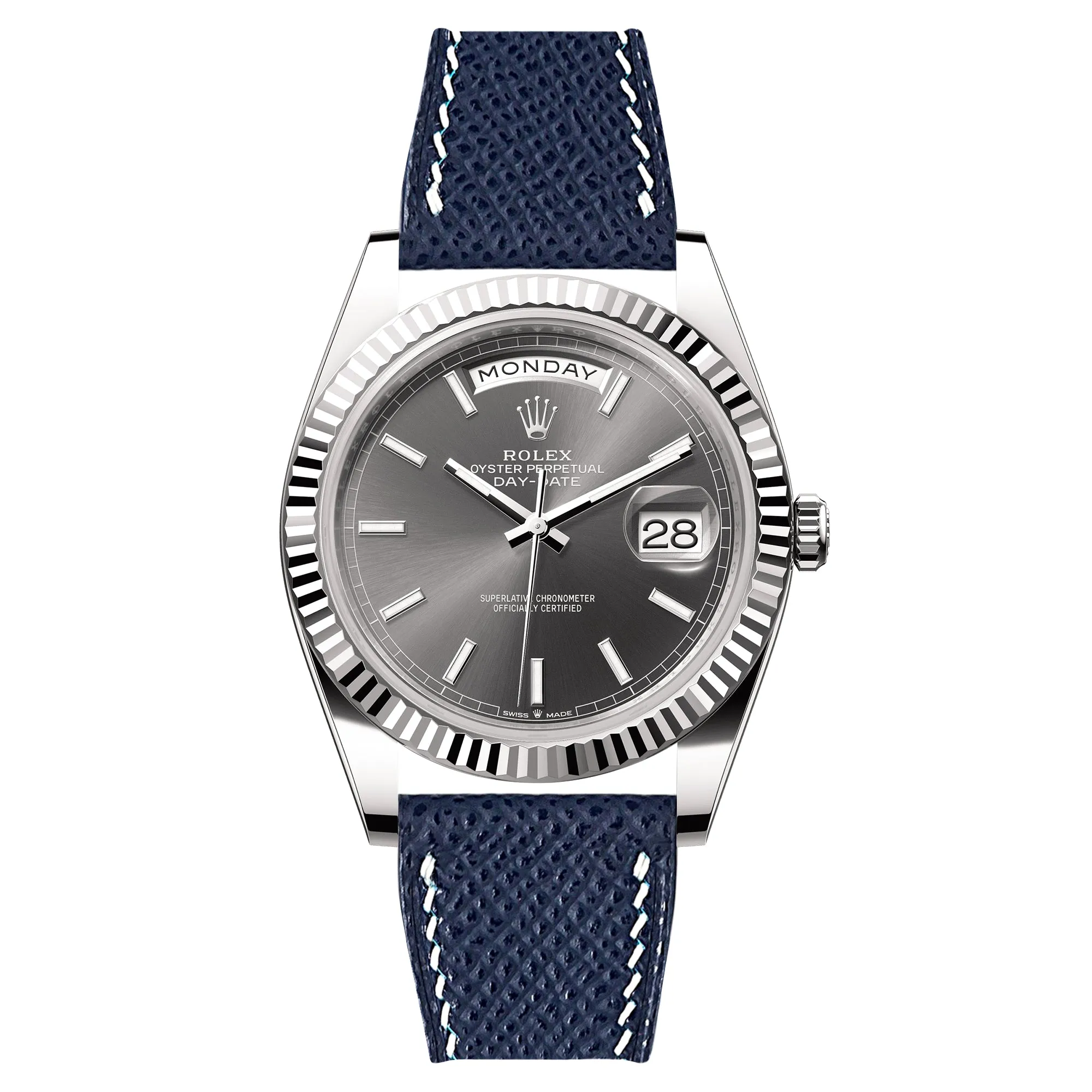 Epsom Leather Strap for Rolex Datejust - Quick-Release - Gris Asphalte (2439)