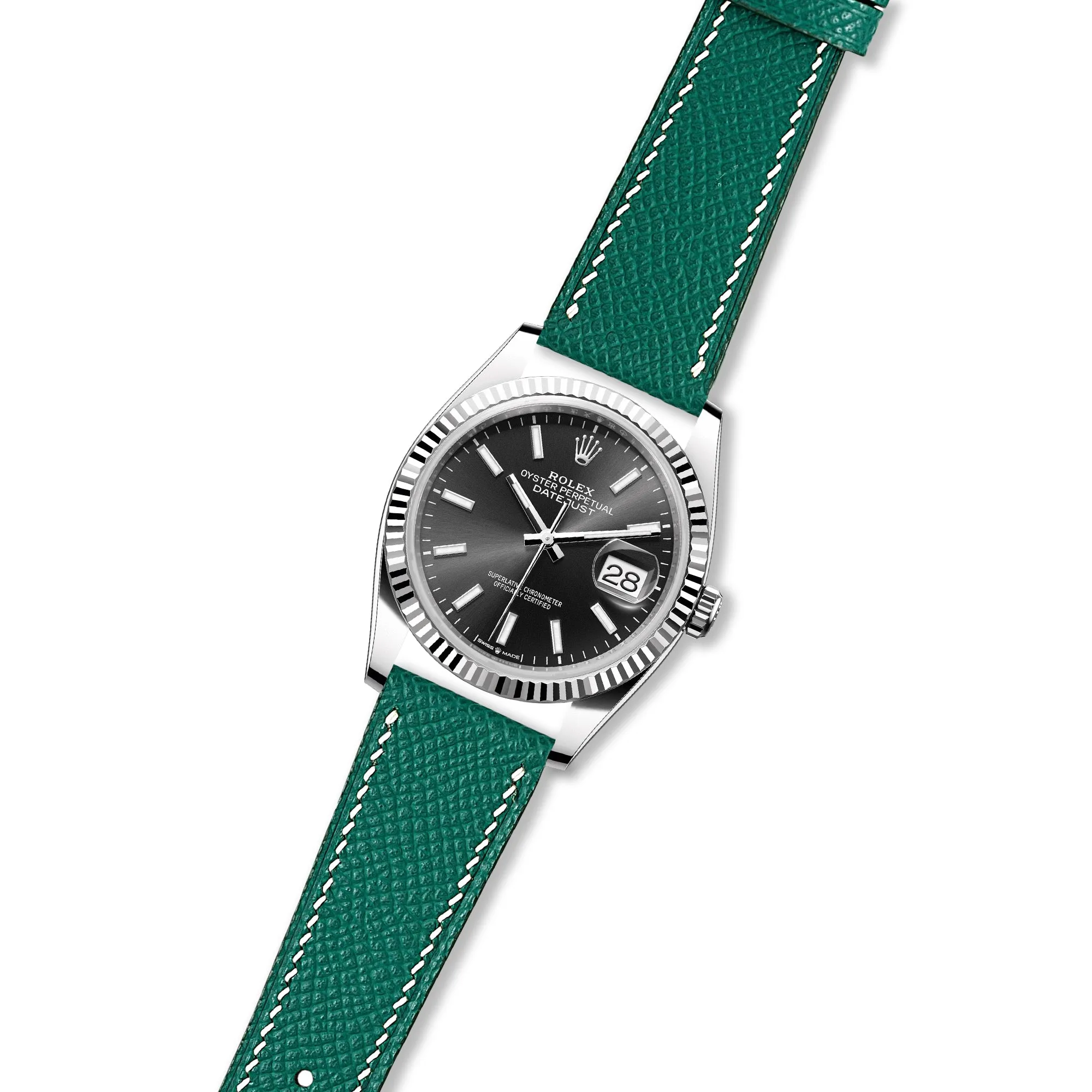 Epsom Leather Strap for Rolex Datejust - Quick-Release - Gris Asphalte (2439)