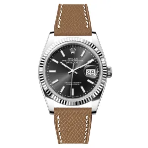 Epsom Leather Strap for Rolex Datejust - Quick-Release - Gris Asphalte (2439)