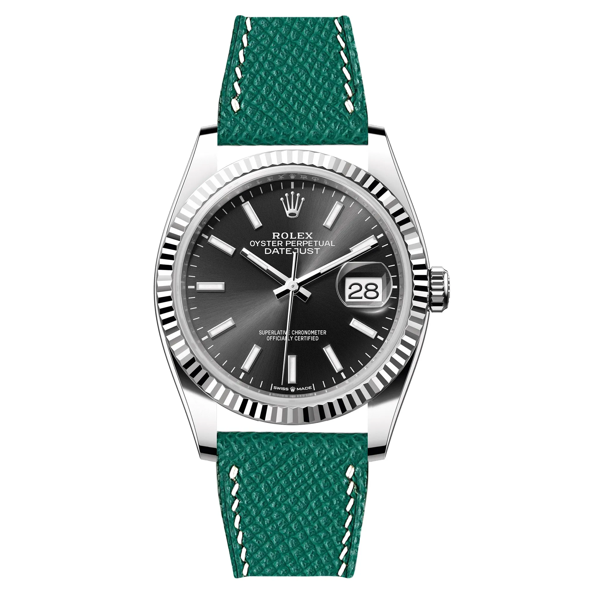 Epsom Leather Strap for Rolex Datejust - Quick-Release - Gris Asphalte (2439)