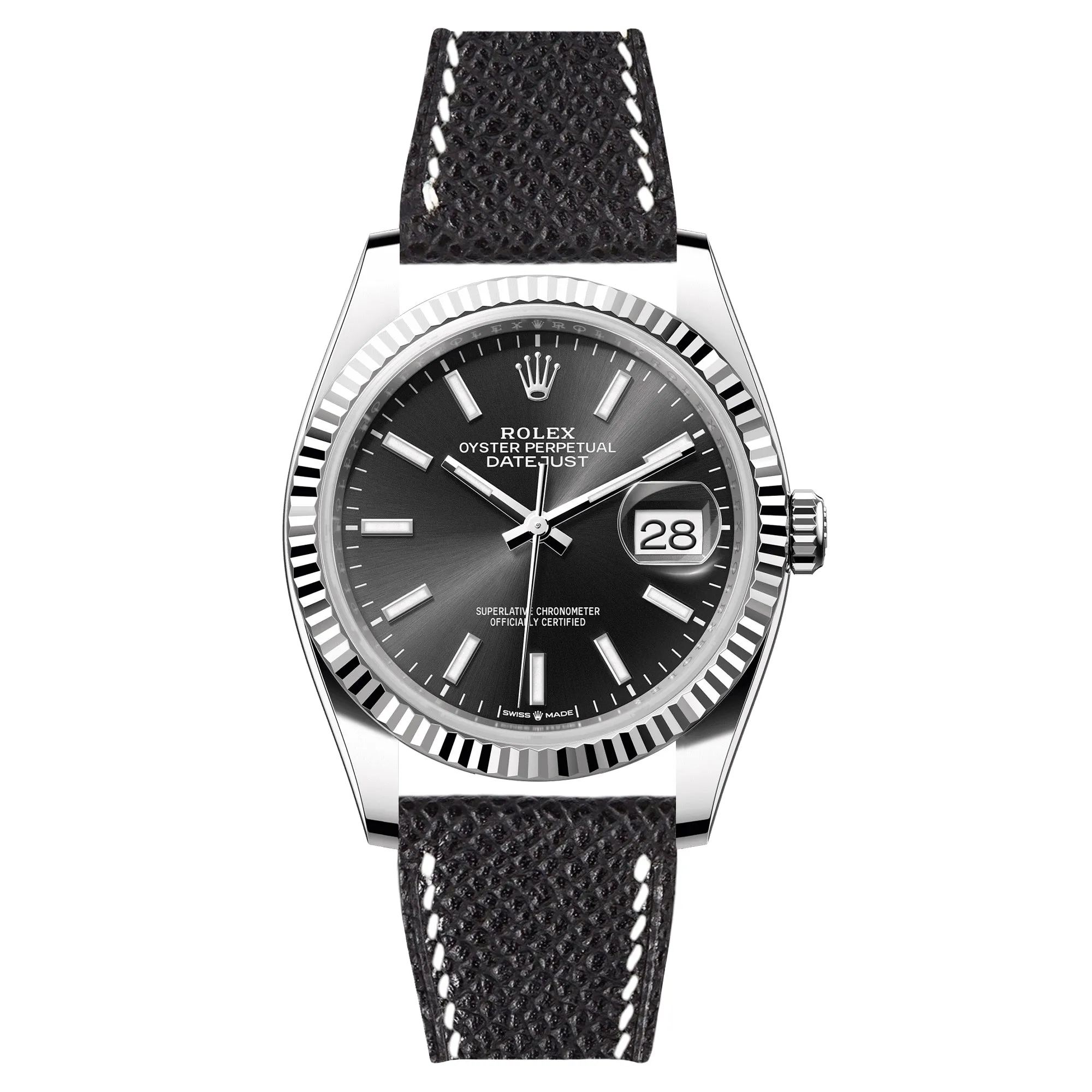 Epsom Leather Strap for Rolex Datejust - Quick-Release - Gris Asphalte (2439)