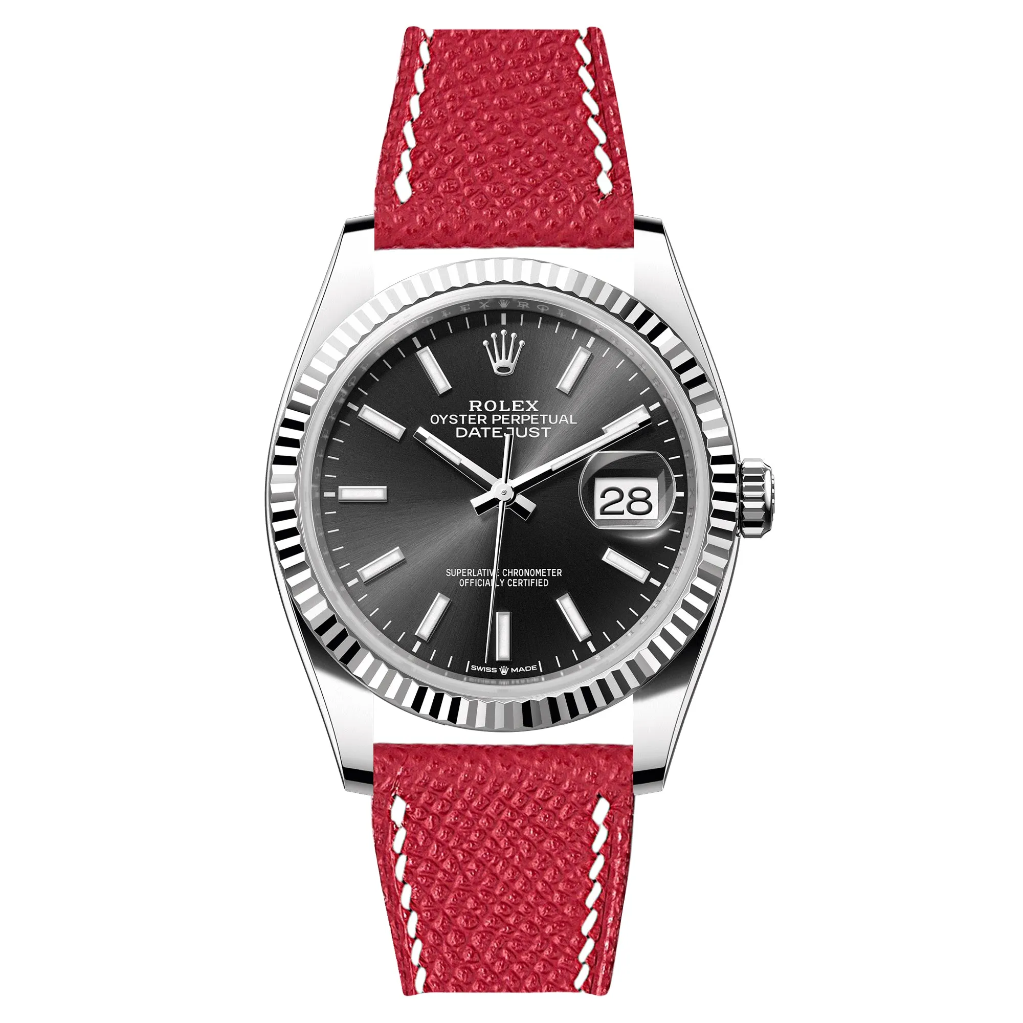 Epsom Leather Strap for Rolex Datejust - Quick-Release - Gris Asphalte (2439)