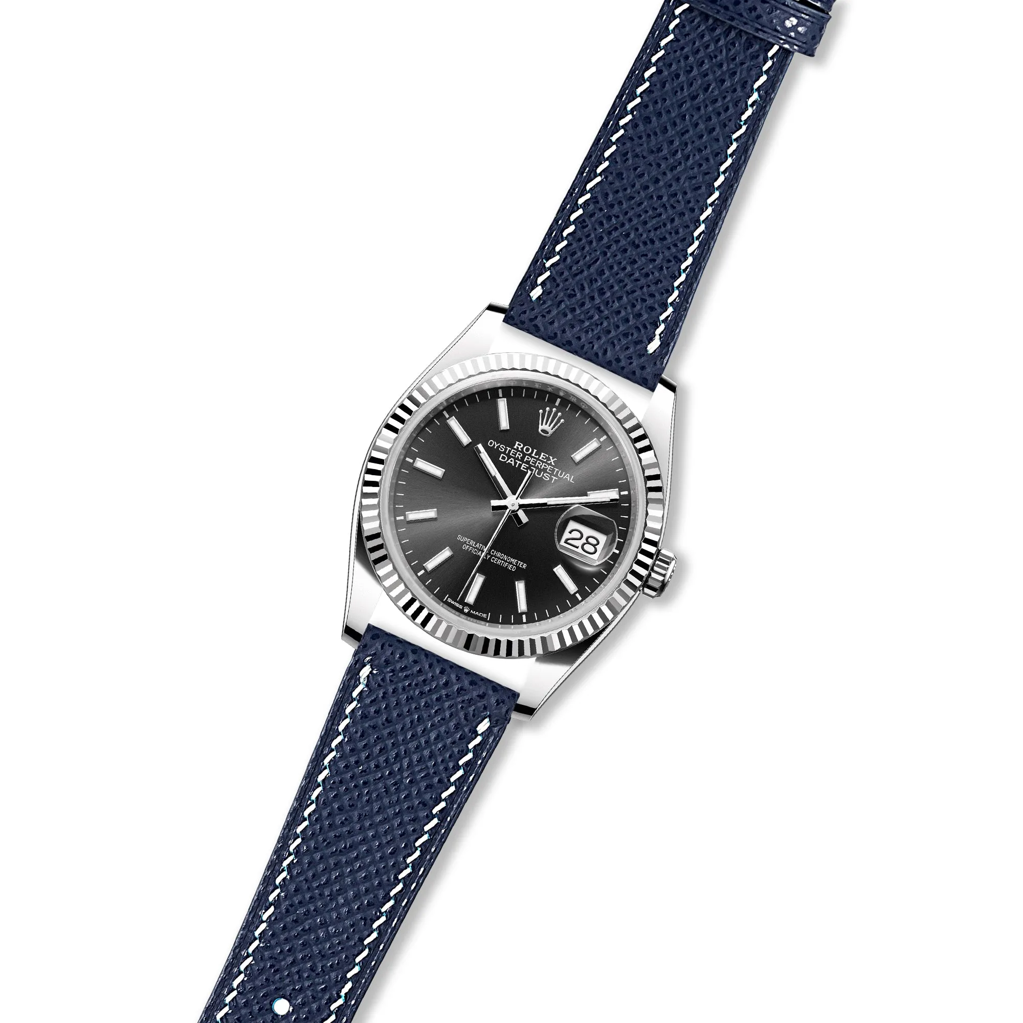 Epsom Leather Strap for Rolex Datejust - Quick-Release - Gris Asphalte (2439)