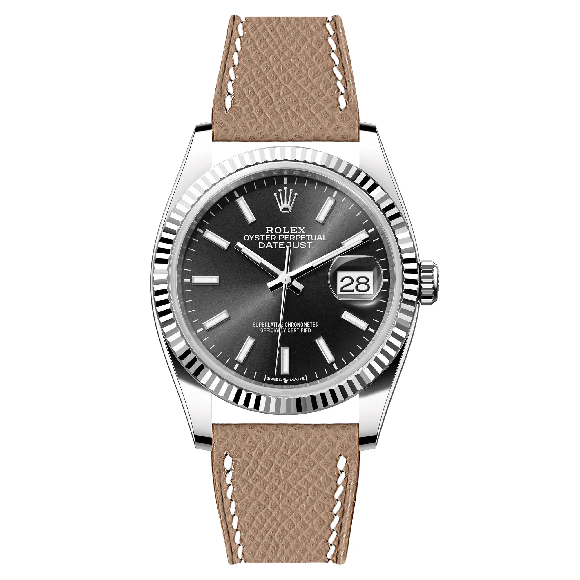 Epsom Leather Strap for Rolex Datejust - Quick-Release - Gris Asphalte (2439)