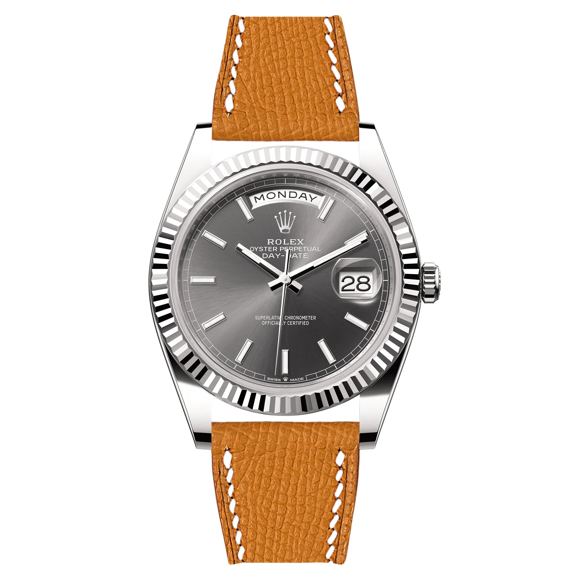 Epsom Leather Strap for Rolex Datejust - Quick-Release - Gris Asphalte (2439)