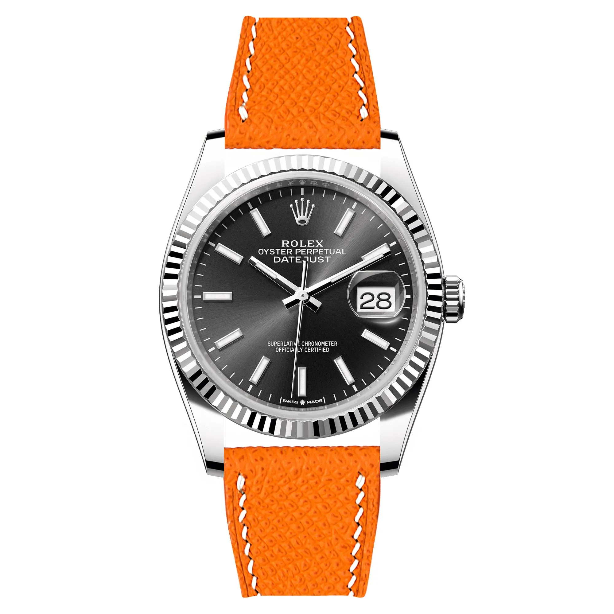 Epsom Leather Strap for Rolex Datejust - Quick-Release - Gris Asphalte (2439)