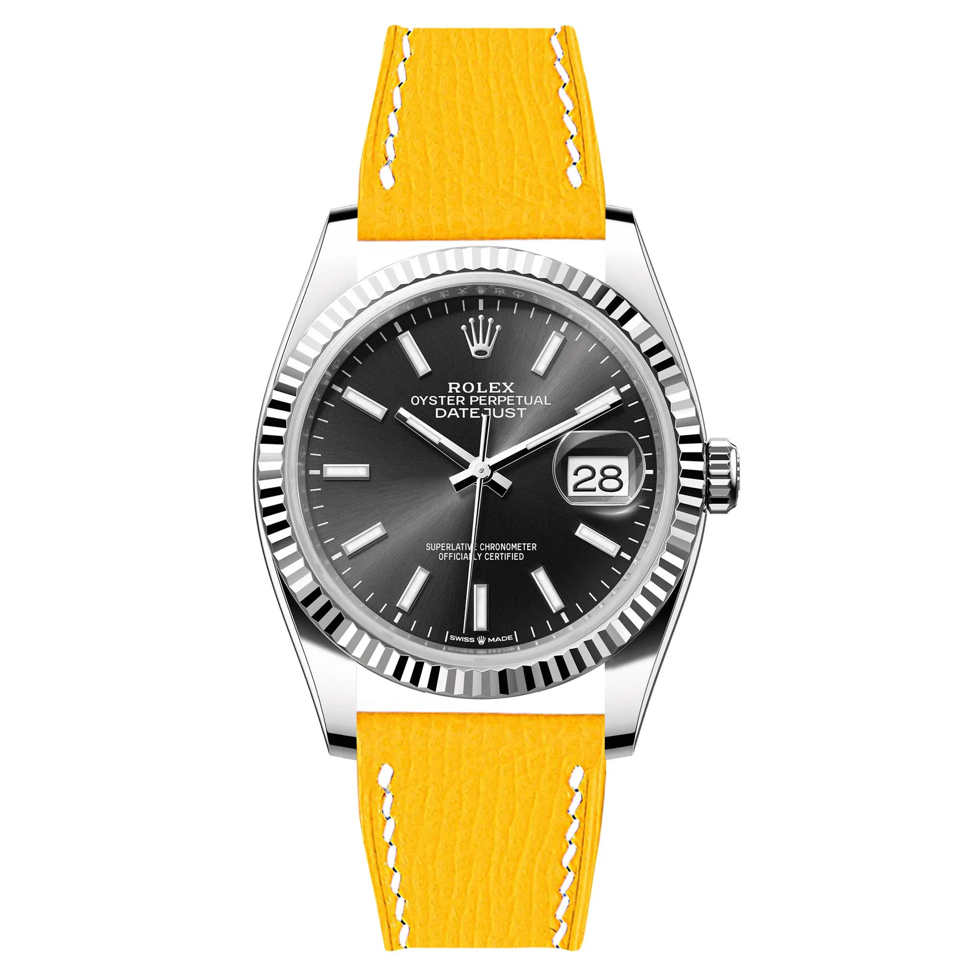 Epsom Leather Strap for Rolex Datejust - Quick-Release - Gris Asphalte (2439)