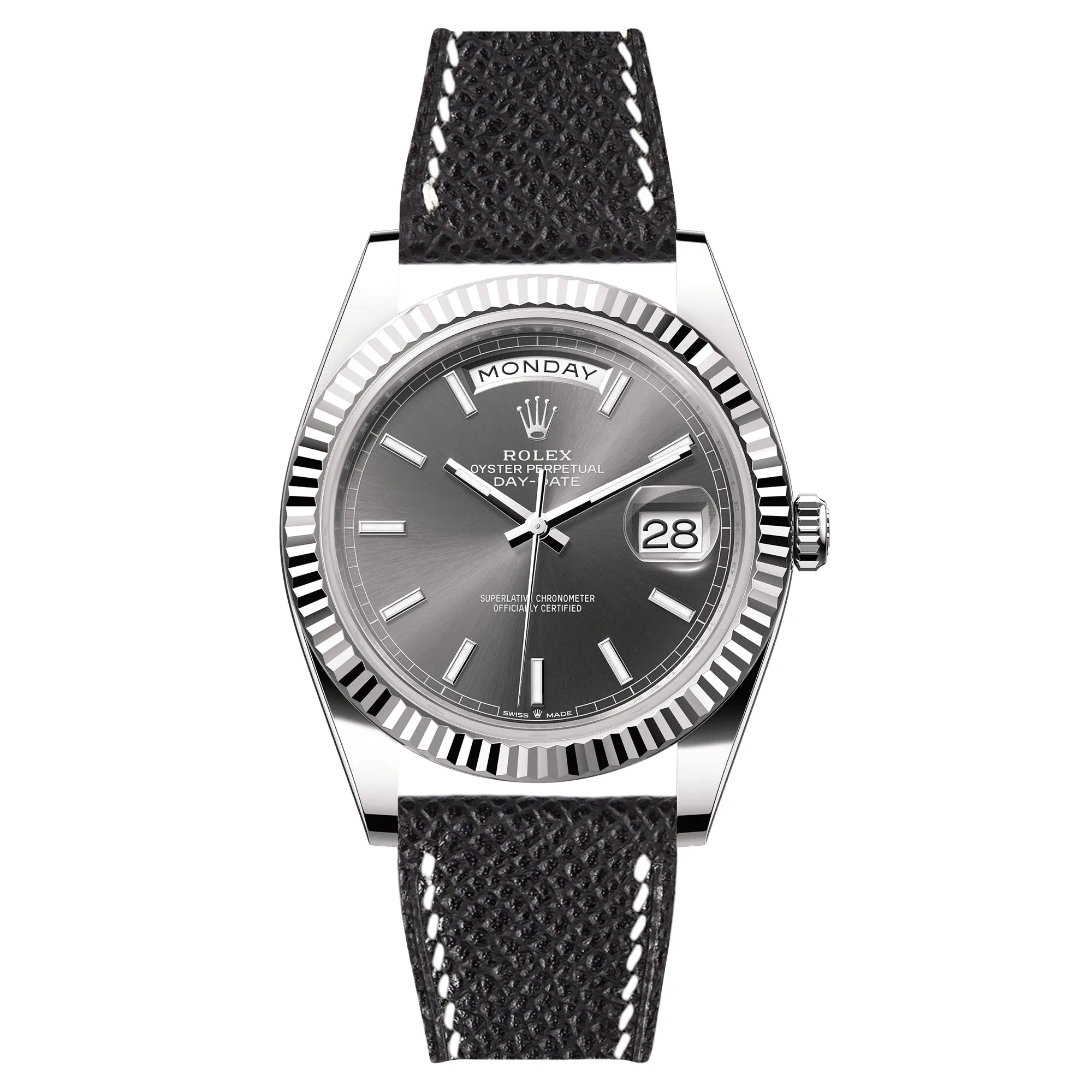 Epsom Leather Strap for Rolex Datejust - Quick-Release - Gris Asphalte (2439)