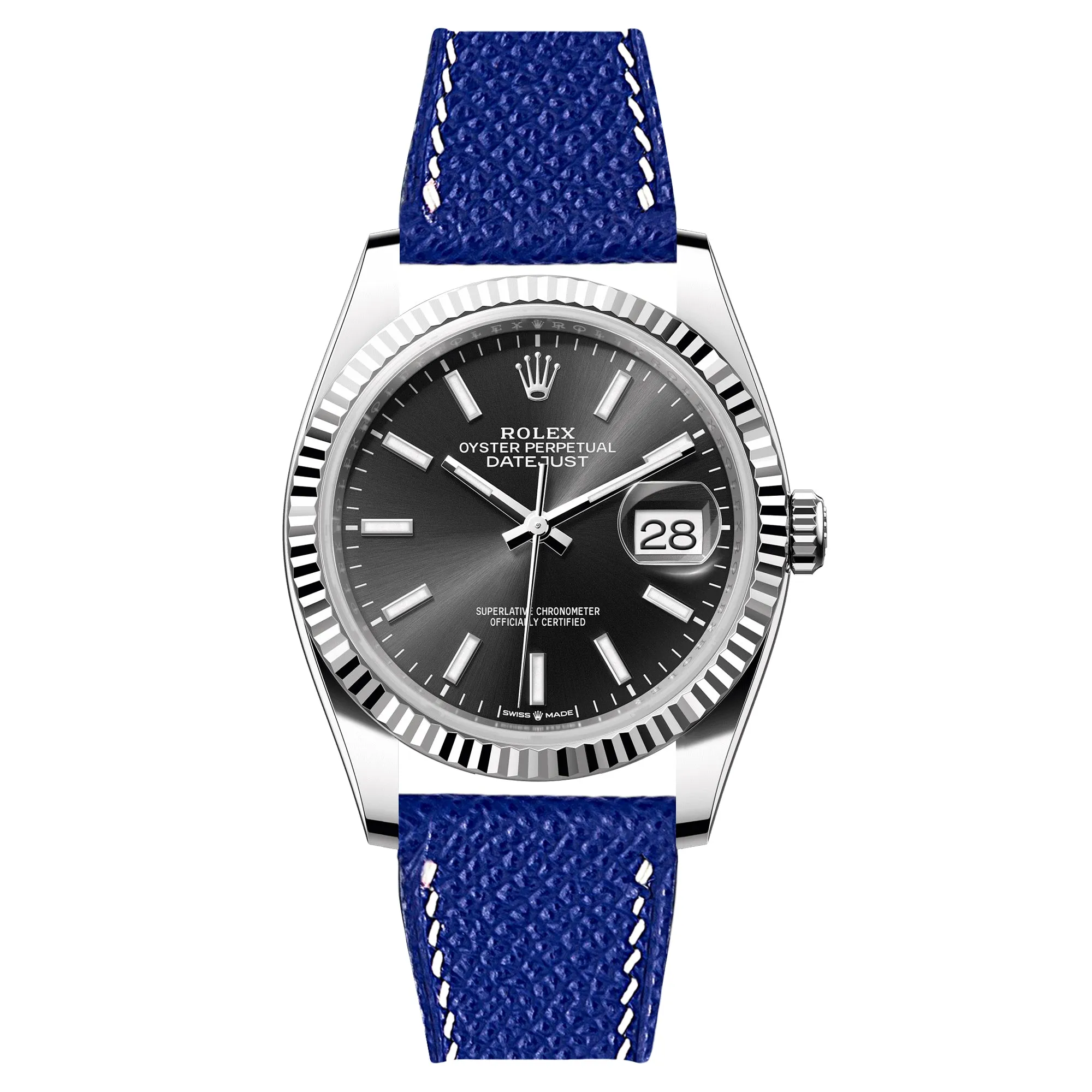 Epsom Leather Strap for Rolex Datejust - Quick-Release - Gris Asphalte (2439)