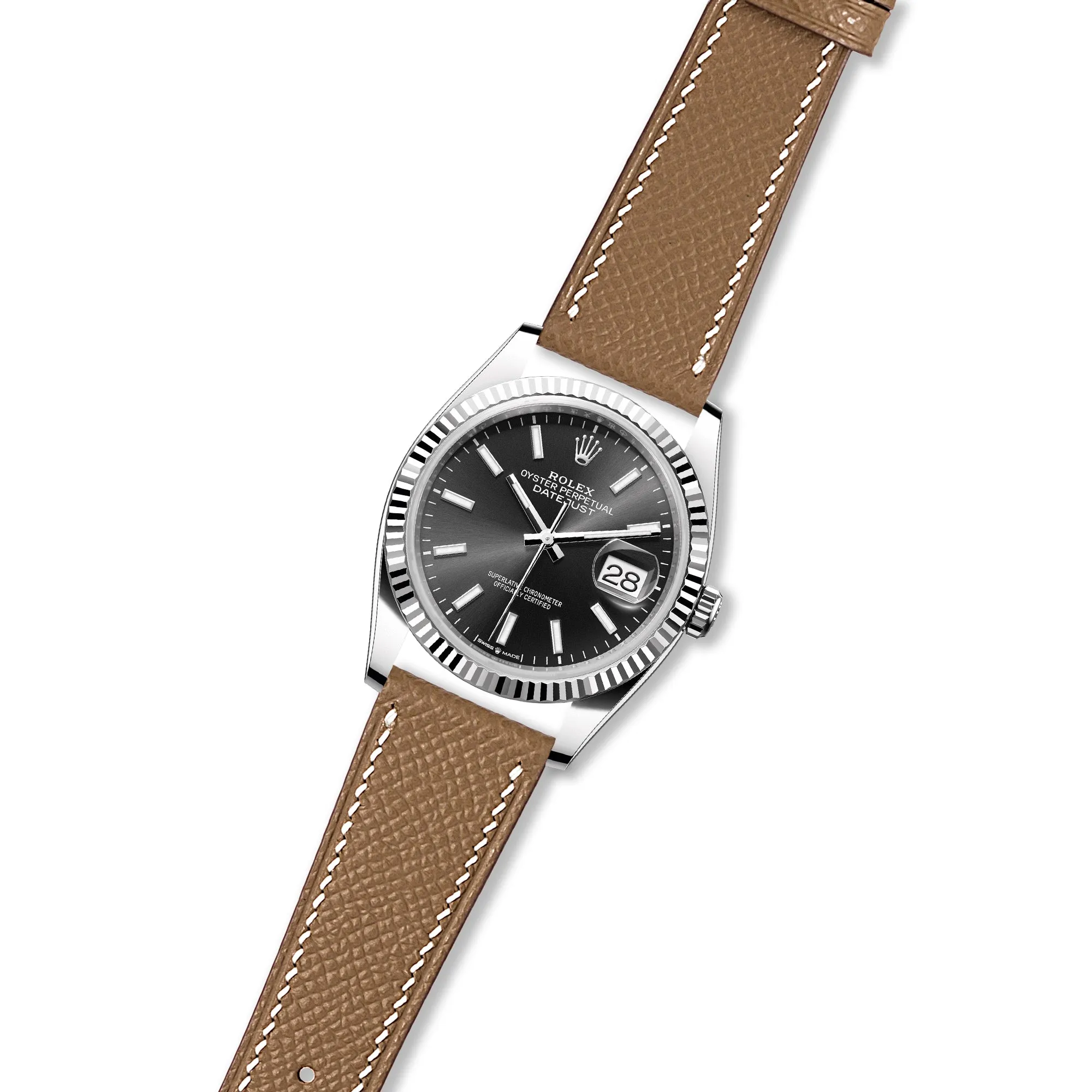 Epsom Leather Strap for Rolex Datejust - Quick-Release - Gris Asphalte (2439)