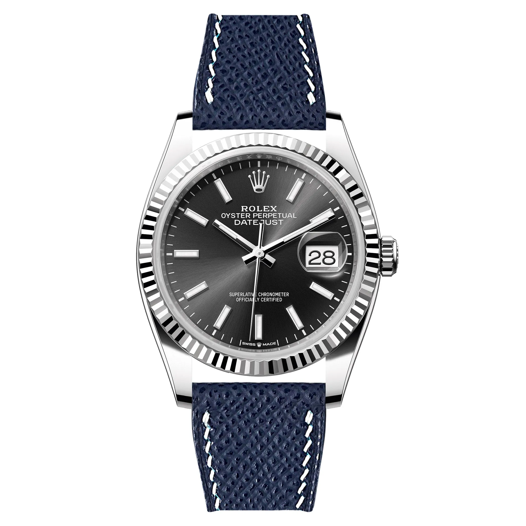 Epsom Leather Strap for Rolex Datejust - Quick-Release - Gris Asphalte (2439)
