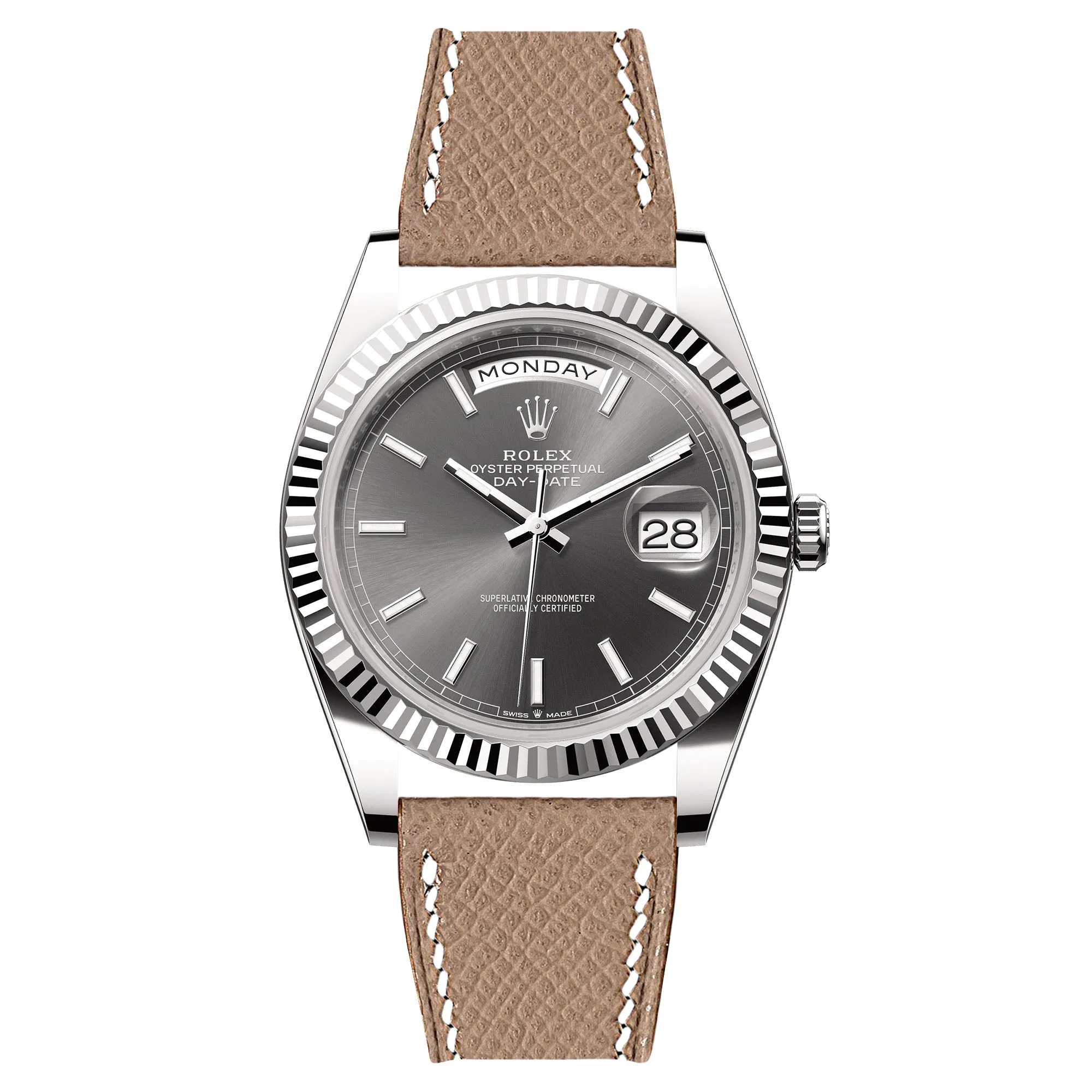 Epsom Leather Strap for Rolex Datejust - Quick-Release - Gris Asphalte (2439)