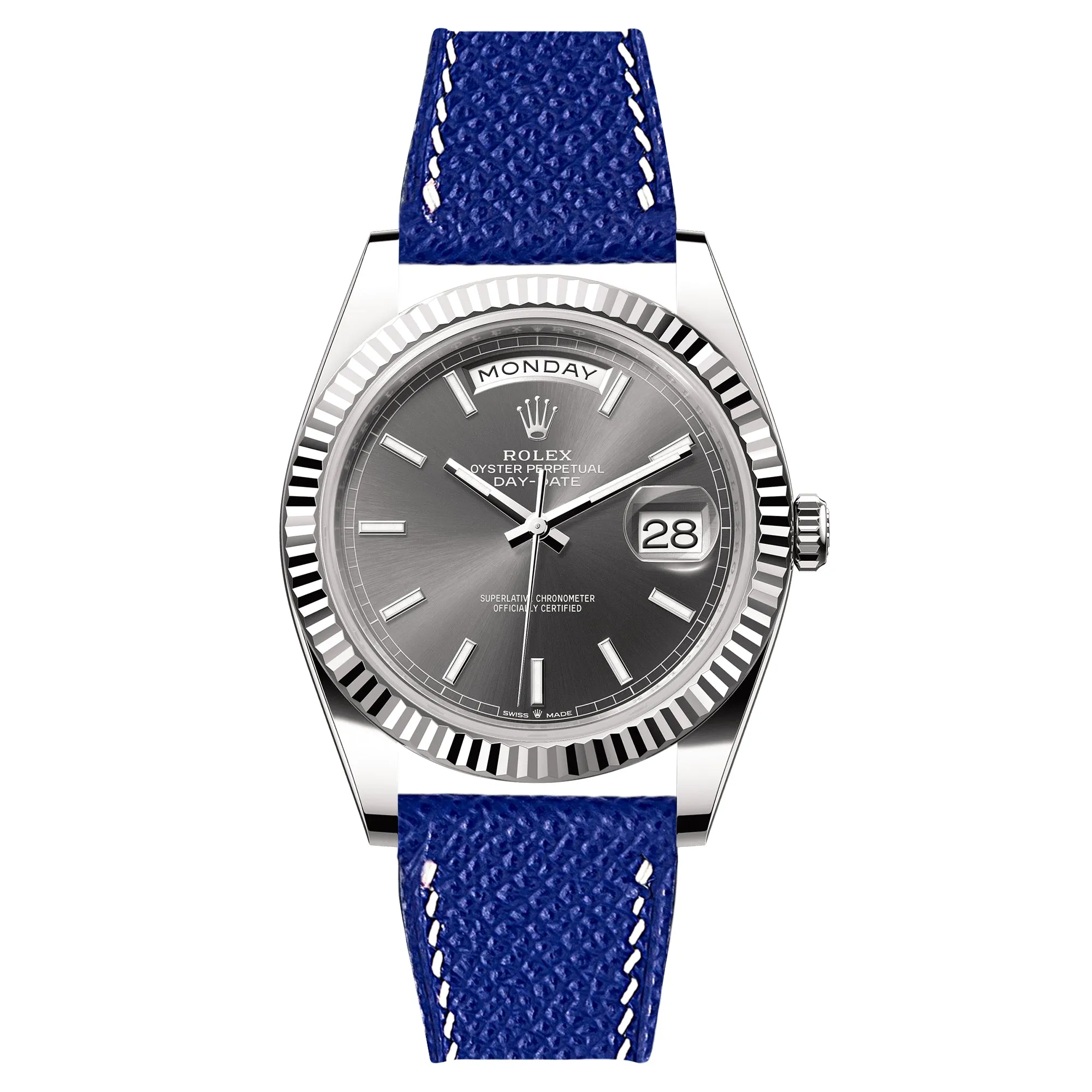 Epsom Leather Strap for Rolex Datejust - Quick-Release - Gris Asphalte (2439)