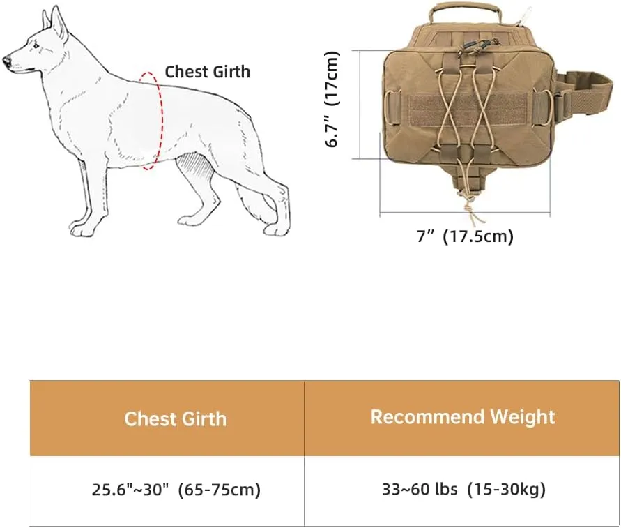 EXCELLENT ELITE SPANKER Dog Pack Hound Dog Saddle Bag Backpack for Travel Camping Hiking Medium & Large Dog with 2 Capacious Side Pockets(Black-L)