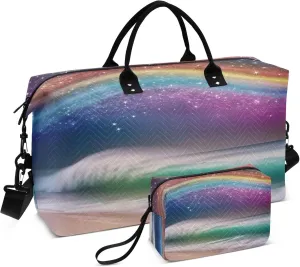 Exnundod Women Weekender Bags Beach Rainbow Stars River Travel Duffel Bags Carry On Overnight Bag Fantasy Large Hospital Tote Luggage