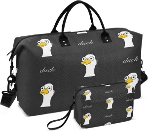 Exnundod Women Weekender Bags Duck Cartoon Geese Travel Duffel Bags Carry On Overnight Bag Large Hospital Tote Luggage