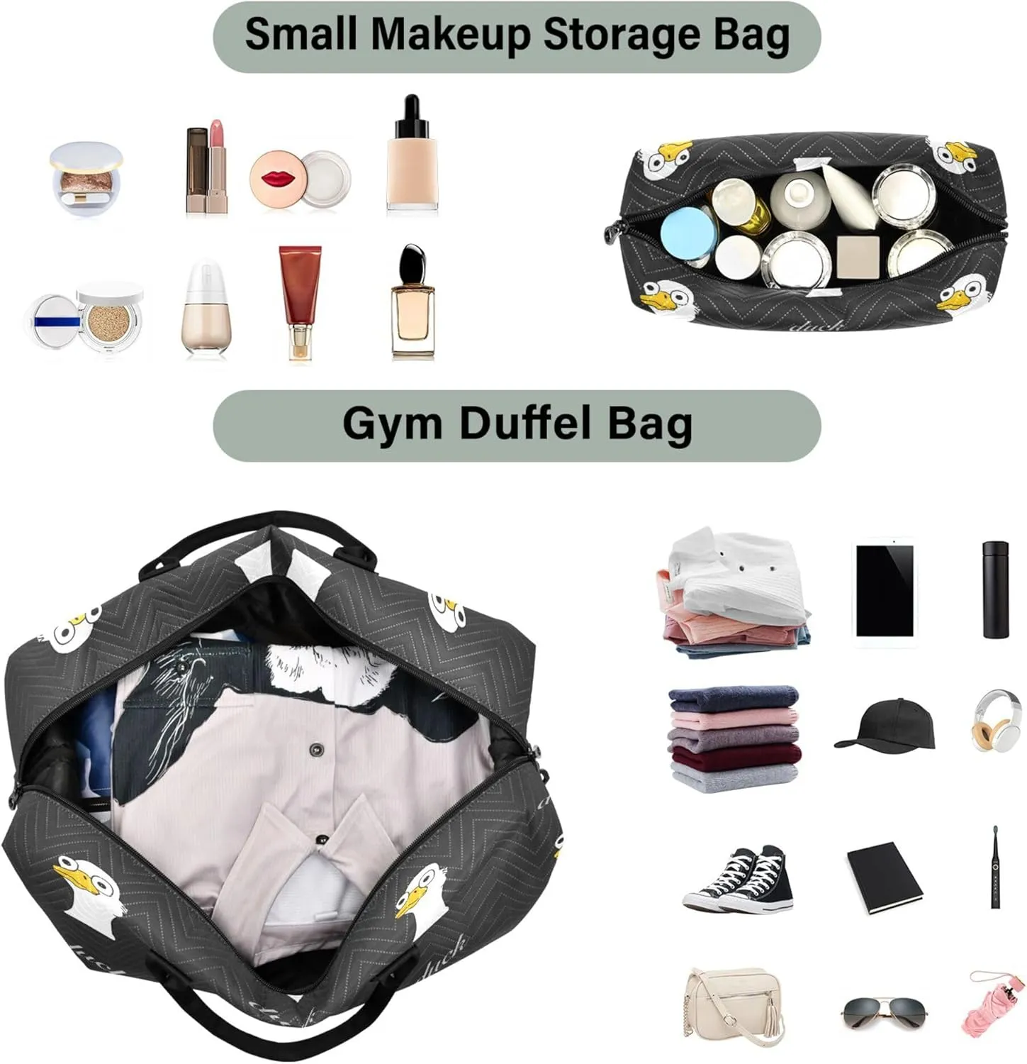 Exnundod Women Weekender Bags Duck Cartoon Geese Travel Duffel Bags Carry On Overnight Bag Large Hospital Tote Luggage