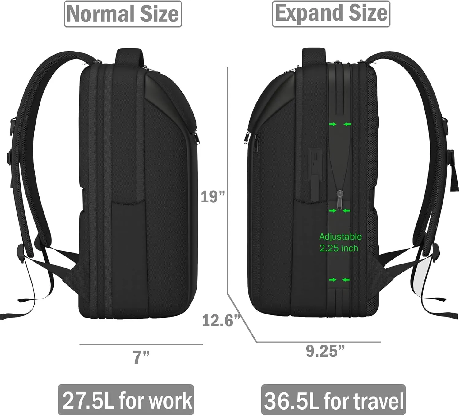 Expandable Travel Backpack, Business Laptop Backpack,TSA-Flight Approved Backpack with USB Charging Port fit 17.3 Inch Laptop for Men Women