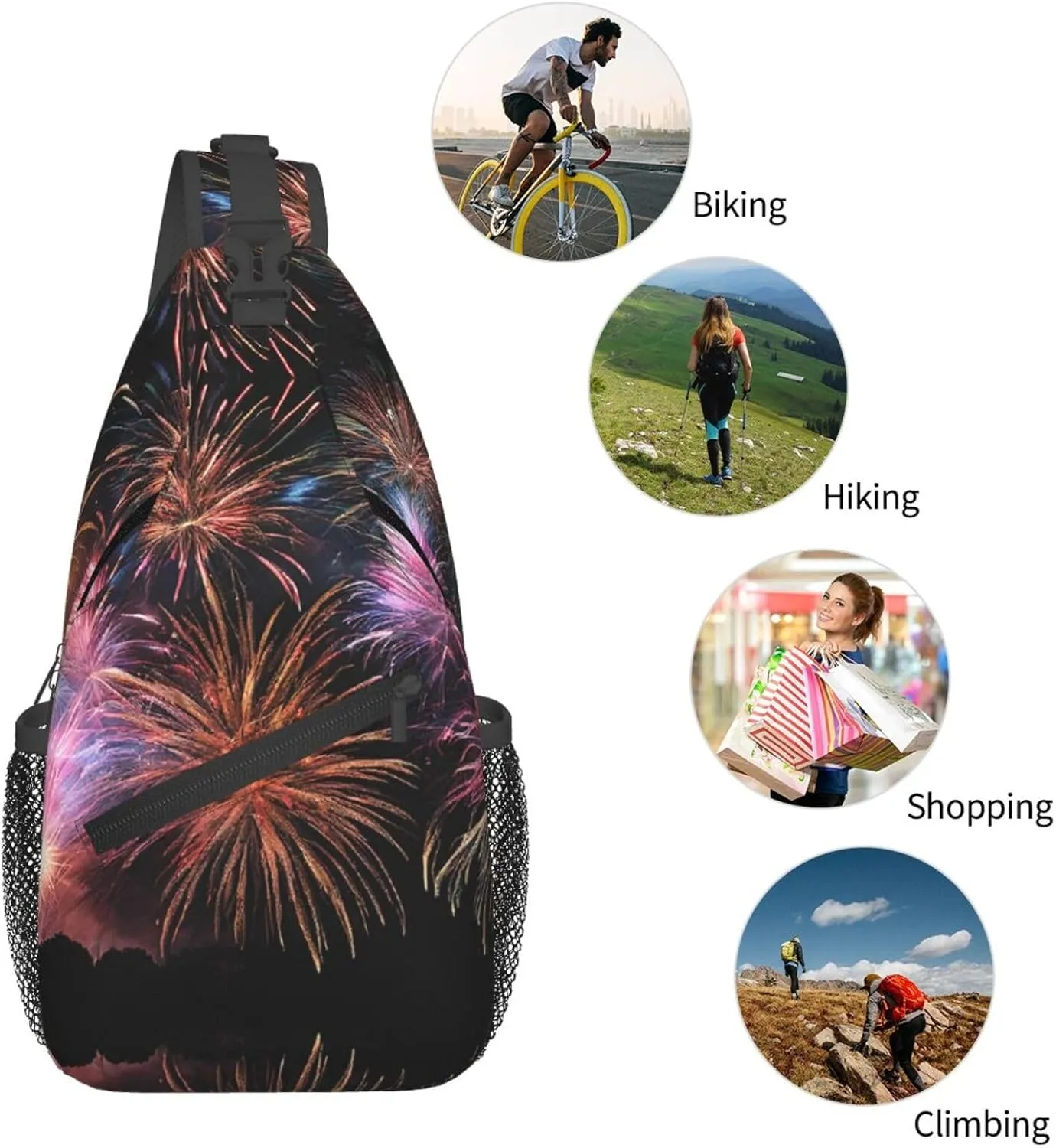 Explosion Firework 3d Print Cross Chest Bag Diagonally Durable & Comfortable For Travel And Daily Use