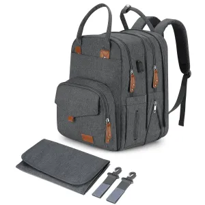 Extra Large Diaper Bag for 2 Kids - Expandable 35L Twin Baby Bags Backpack with 4 Insulated & 16" Laptop Pocket & 2 Compartments - Big Diapers Backpacks - Travel Pañaleras Para Bebe, Unisex