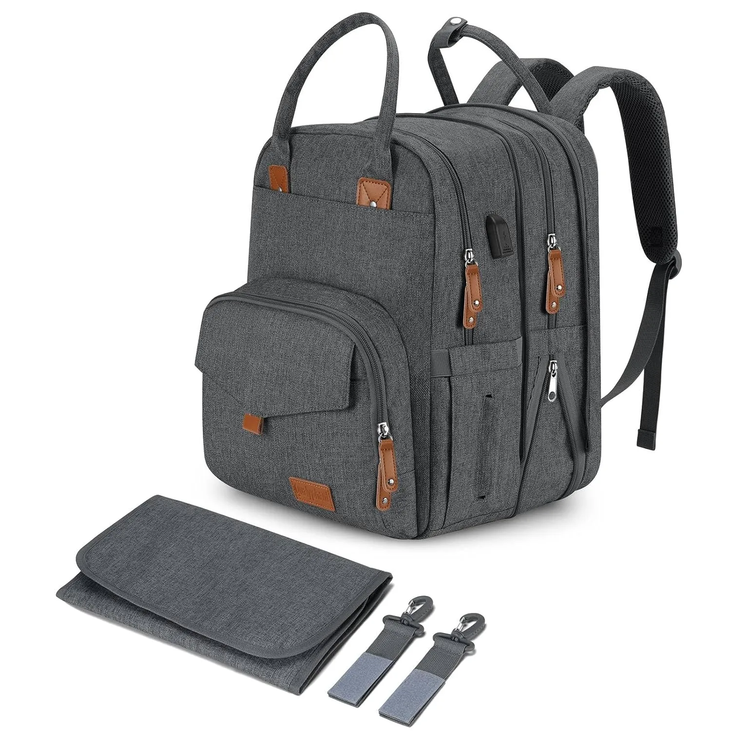 Extra Large Diaper Bag for 2 Kids - Expandable 35L Twin Baby Bags Backpack with 4 Insulated & 16" Laptop Pocket & 2 Compartments - Big Diapers Backpacks - Travel Pañaleras Para Bebe, Unisex