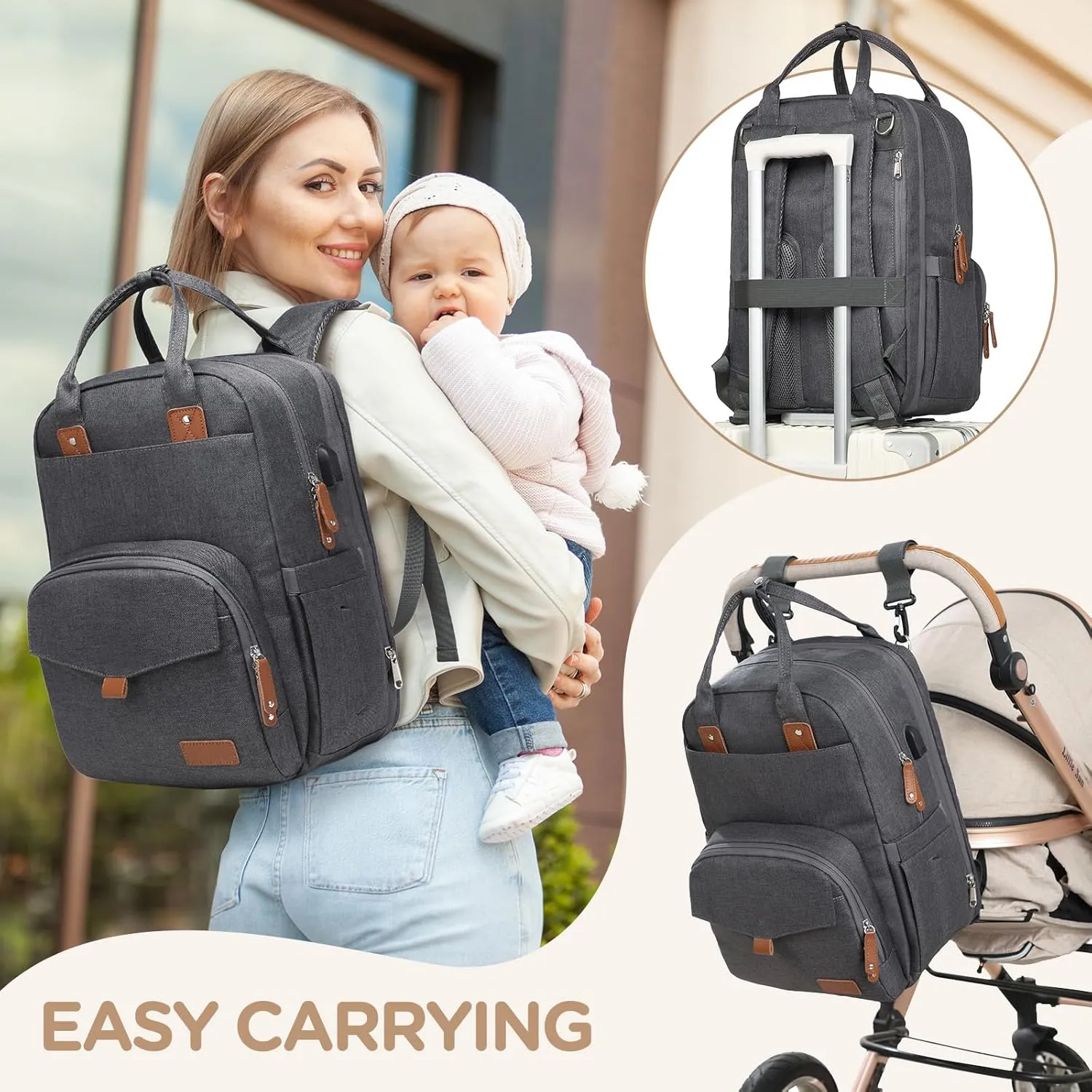 Extra Large Diaper Bag for 2 Kids - Expandable 35L Twin Baby Bags Backpack with 4 Insulated & 16" Laptop Pocket & 2 Compartments - Big Diapers Backpacks - Travel Pañaleras Para Bebe, Unisex