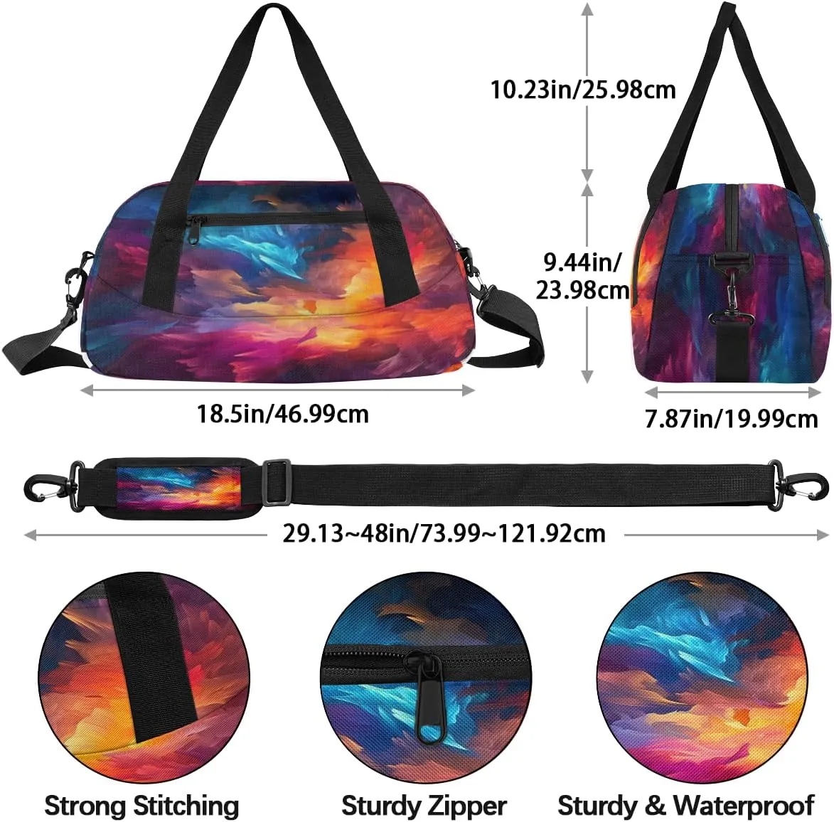 Feathers Cosmic Stars Kids Duffle Bag Boys Girls Small Sport Dance Gym Bag for Overnight Travel Weekender Carry On
