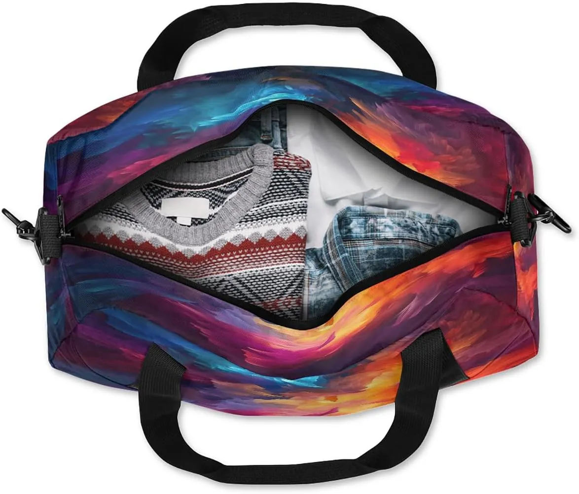 Feathers Cosmic Stars Kids Duffle Bag Boys Girls Small Sport Dance Gym Bag for Overnight Travel Weekender Carry On