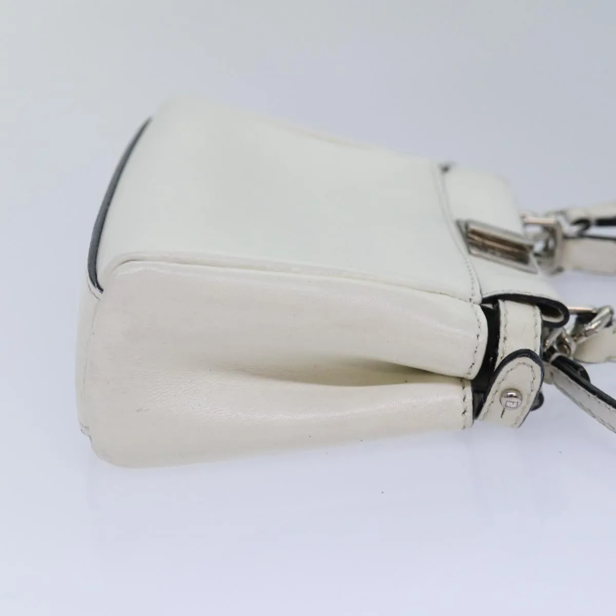 FENDI Peek A Boo Small Shoulder Bag Leather 2way White 87645