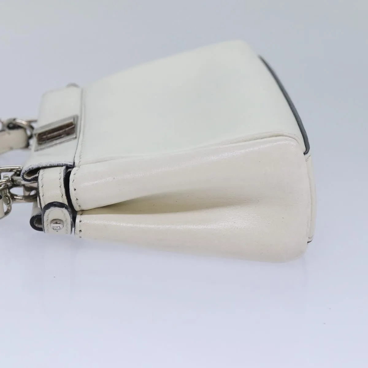 FENDI Peek A Boo Small Shoulder Bag Leather 2way White 87645
