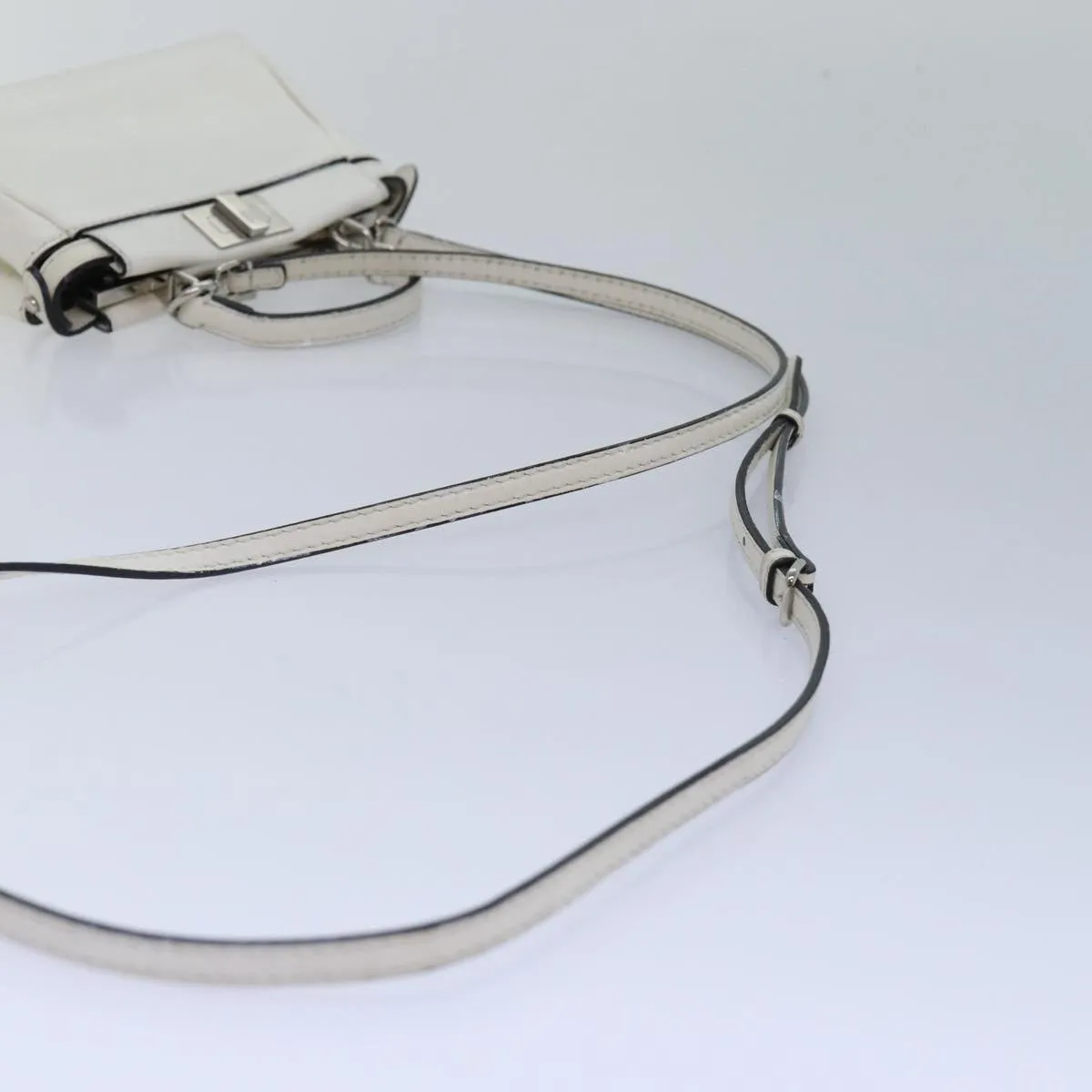 FENDI Peek A Boo Small Shoulder Bag Leather 2way White 87645