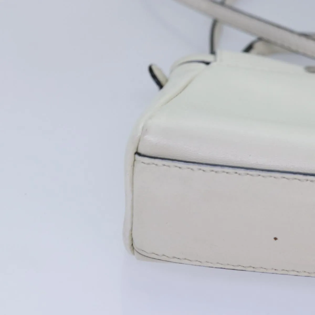 FENDI Peek A Boo Small Shoulder Bag Leather 2way White 87645