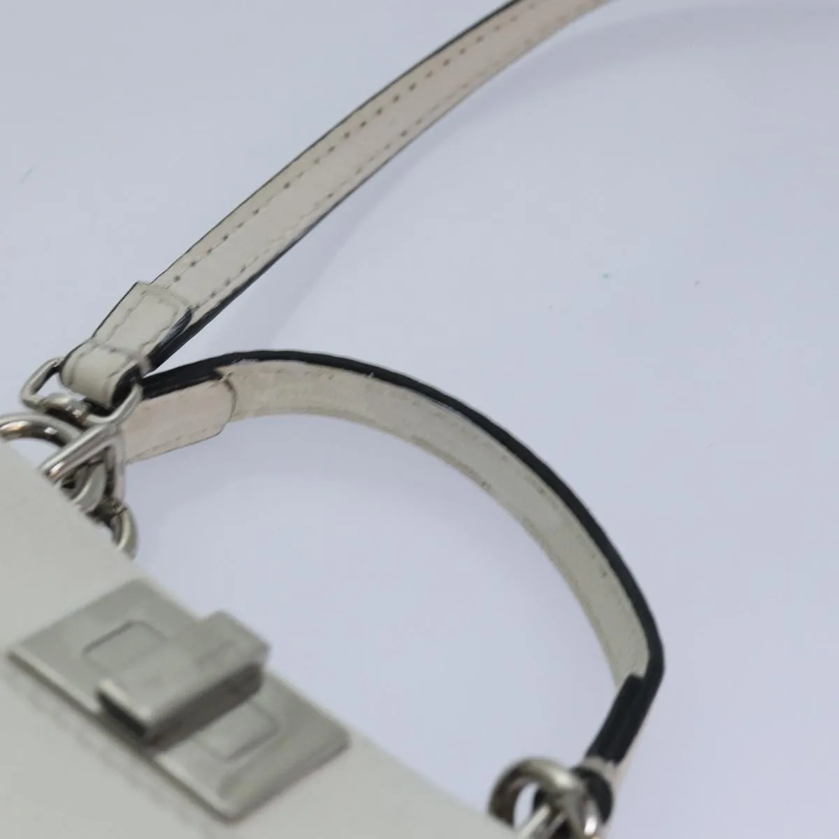 FENDI Peek A Boo Small Shoulder Bag Leather 2way White 87645